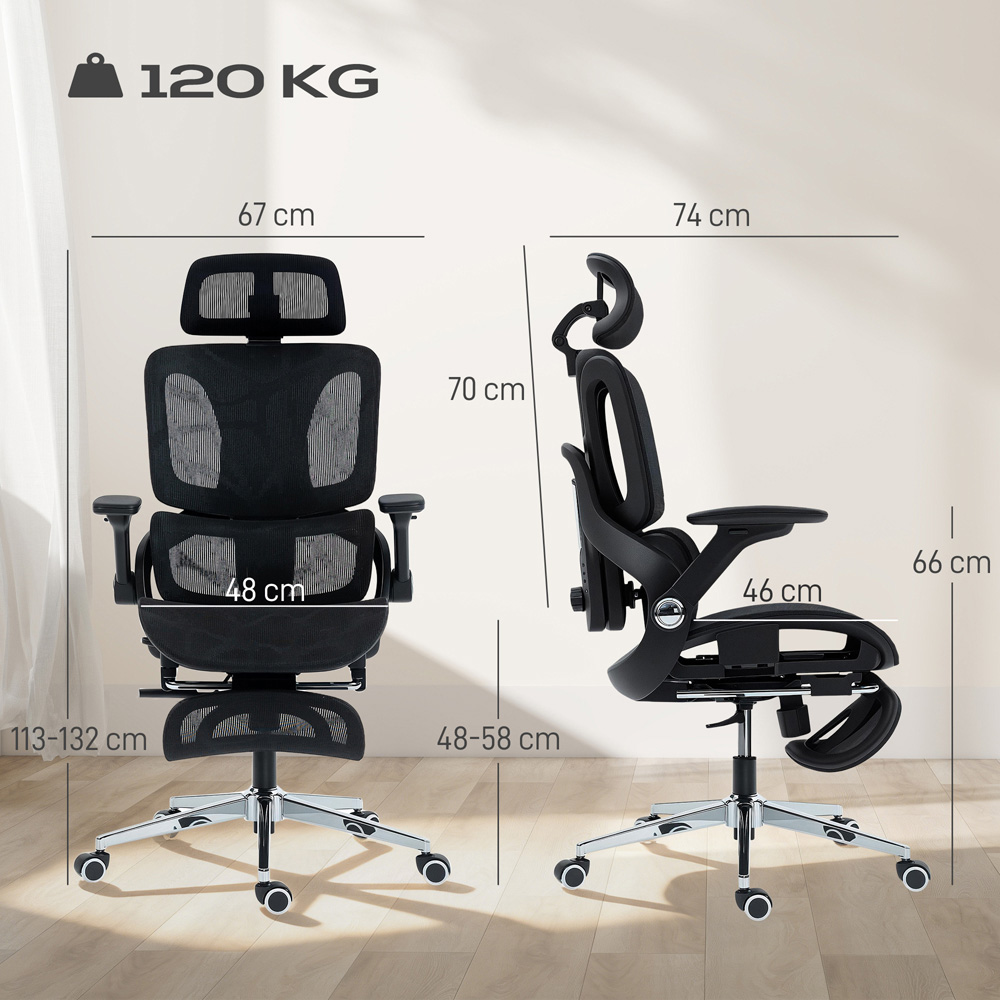 Portland Black Mesh Ergonomic Office Chair with Lumbar Support and 4D Armrests Image 9