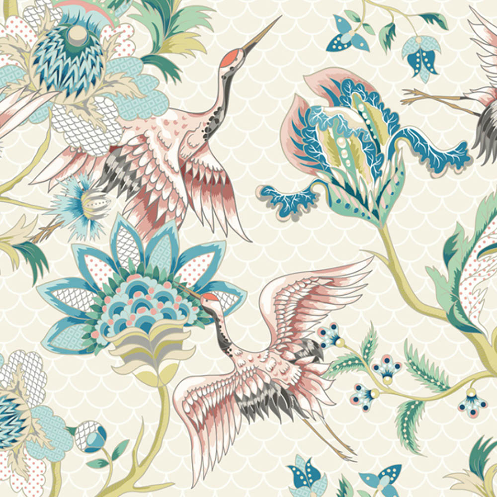 Origin Murals Cranes In Flight Blue Wall Mural Image 2