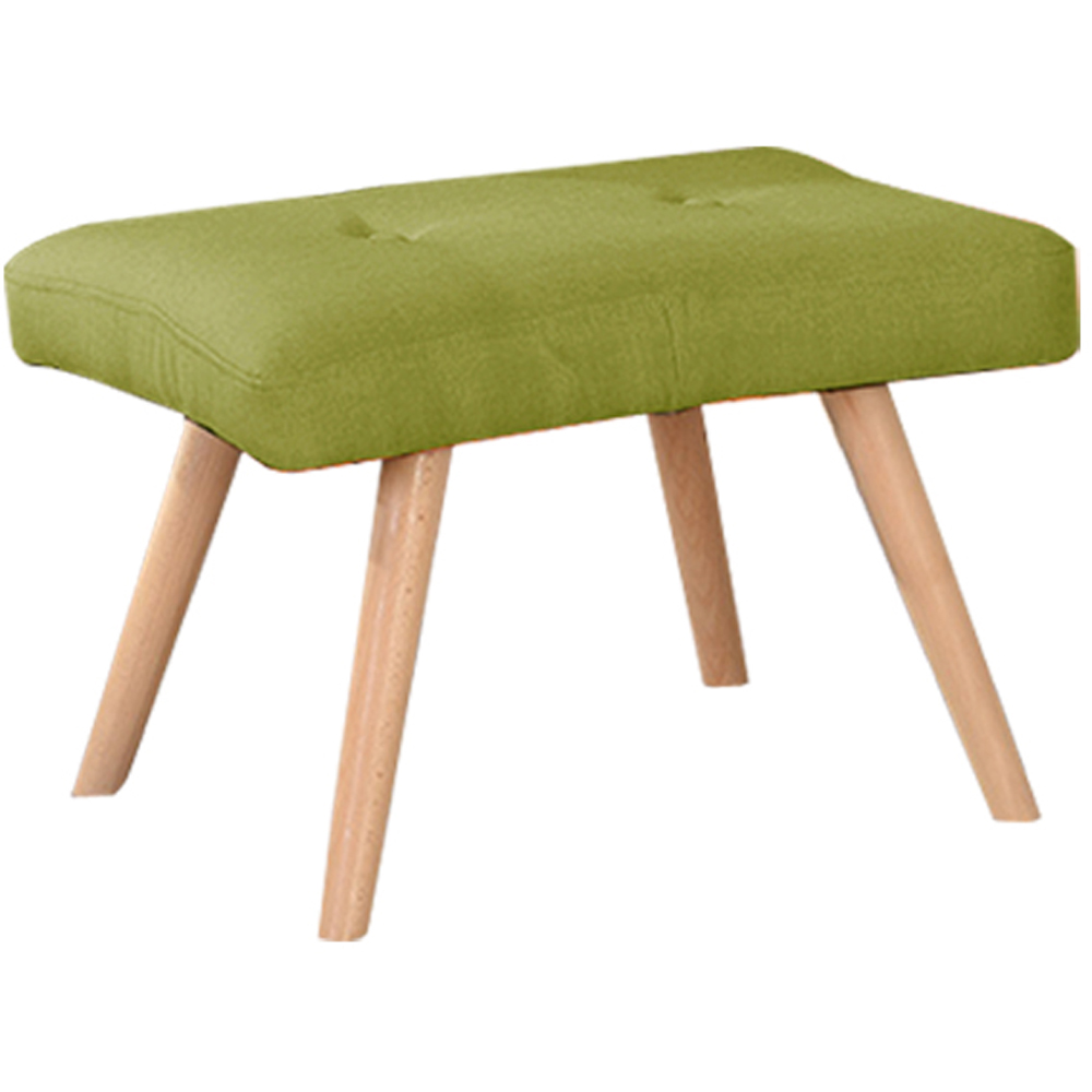 Living and Home Green Classic Linen Armchair with Cushion and Footstool Image 4