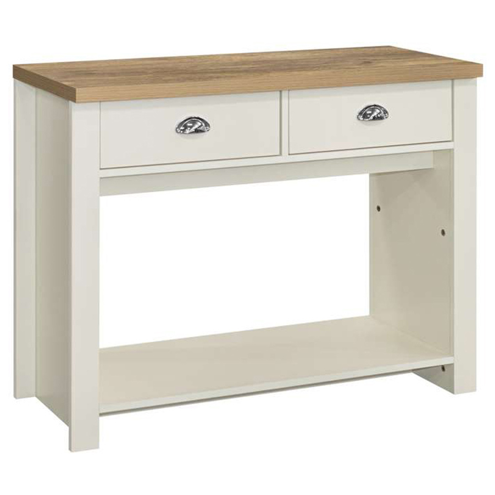 Highgate 2 Drawer Cream and Oak Console Table Image 2