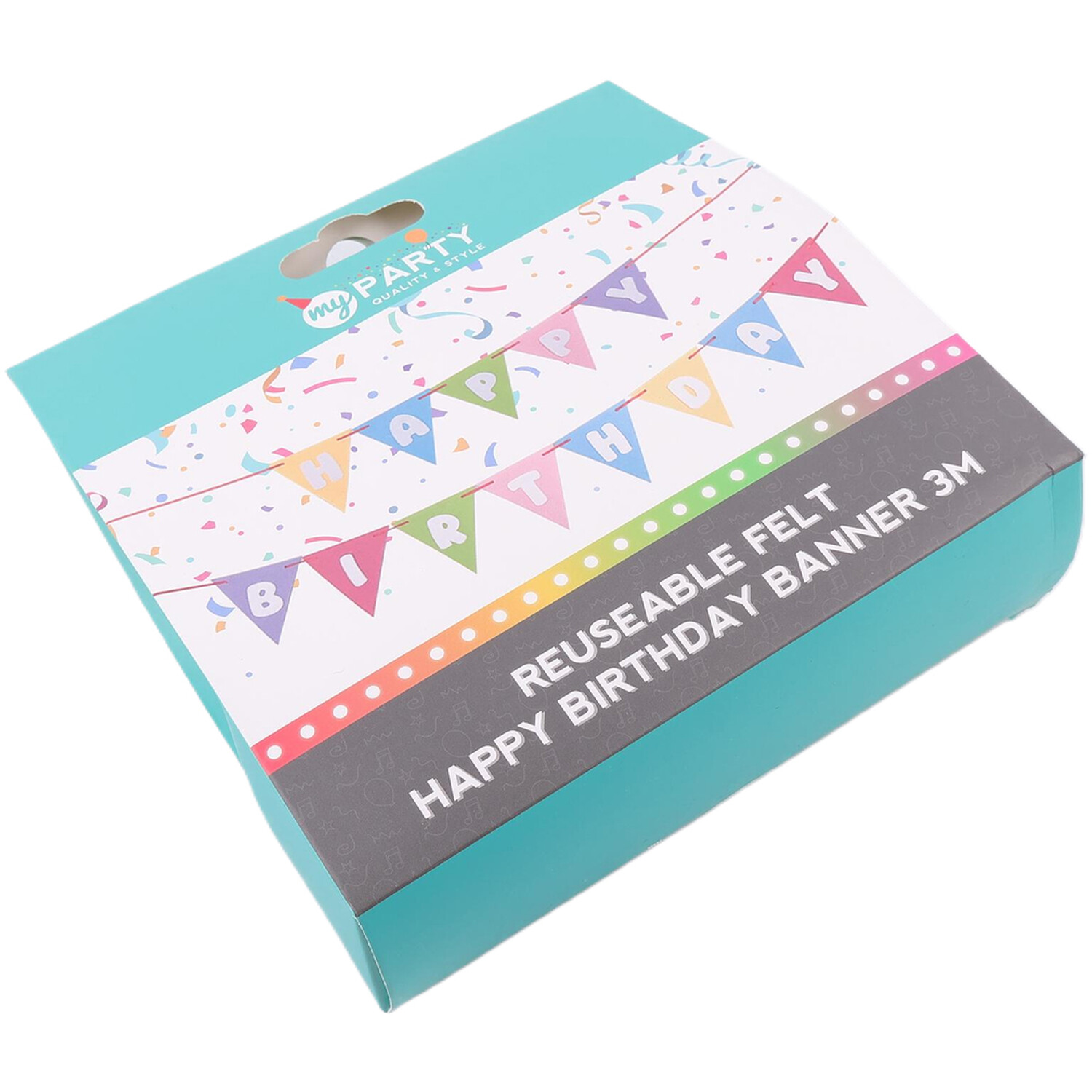 Reusable Felt Happy Birthday Banner Multicolour Image 4