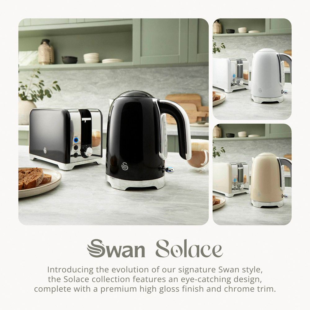 Swan Solace EEJB315 Black 2 Slice Toaster and 1.7L Kettle Set Image 5