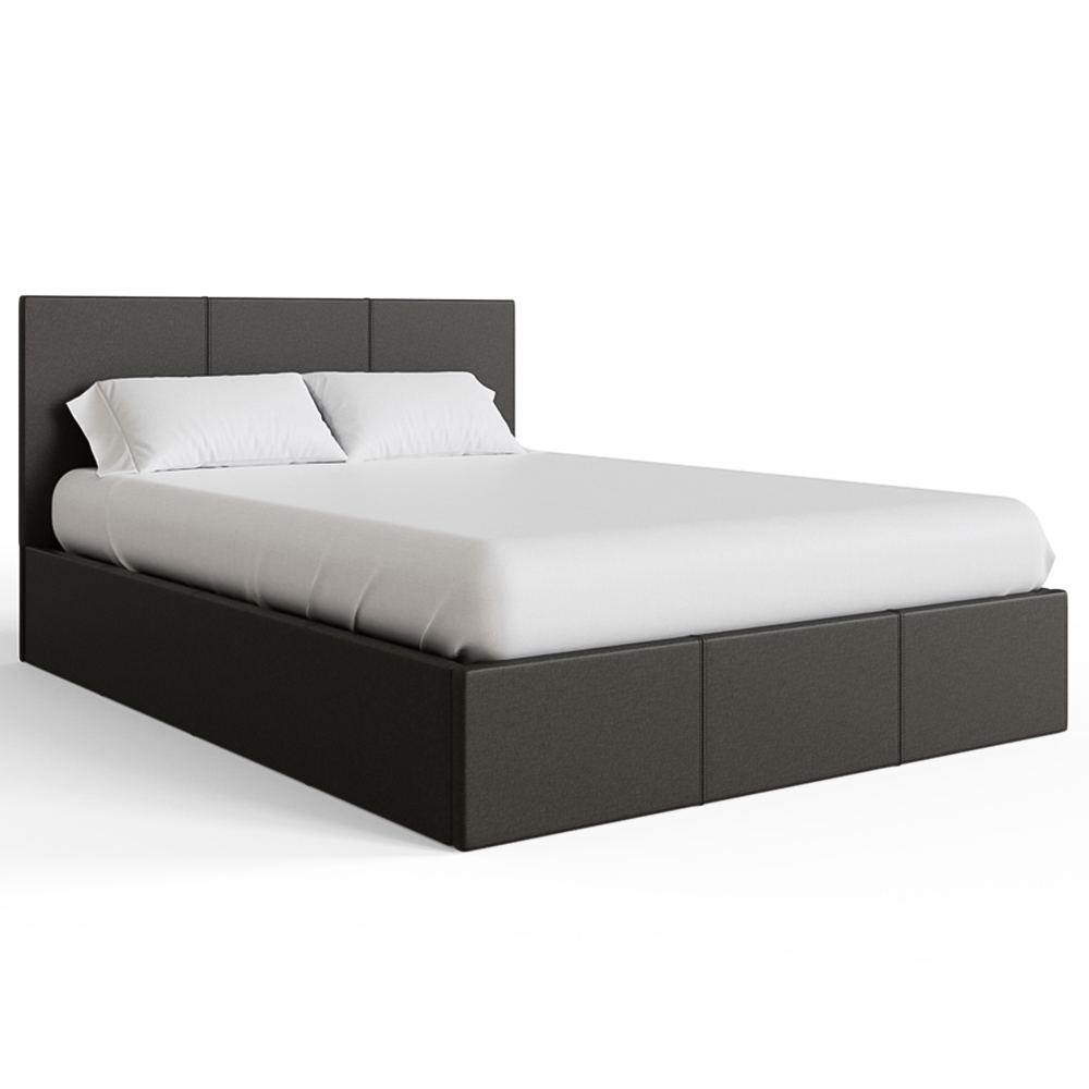 GFW Small Double Grey Hopsack Fabric End Lift Ottoman Bed with Memory Pocket Spring Mattress Image 3