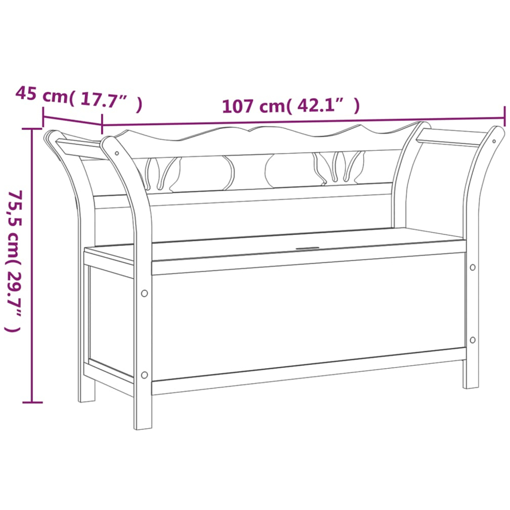 vidaXL Single Seater White and Brown Solid Fir Wood Storage Bench Image 6