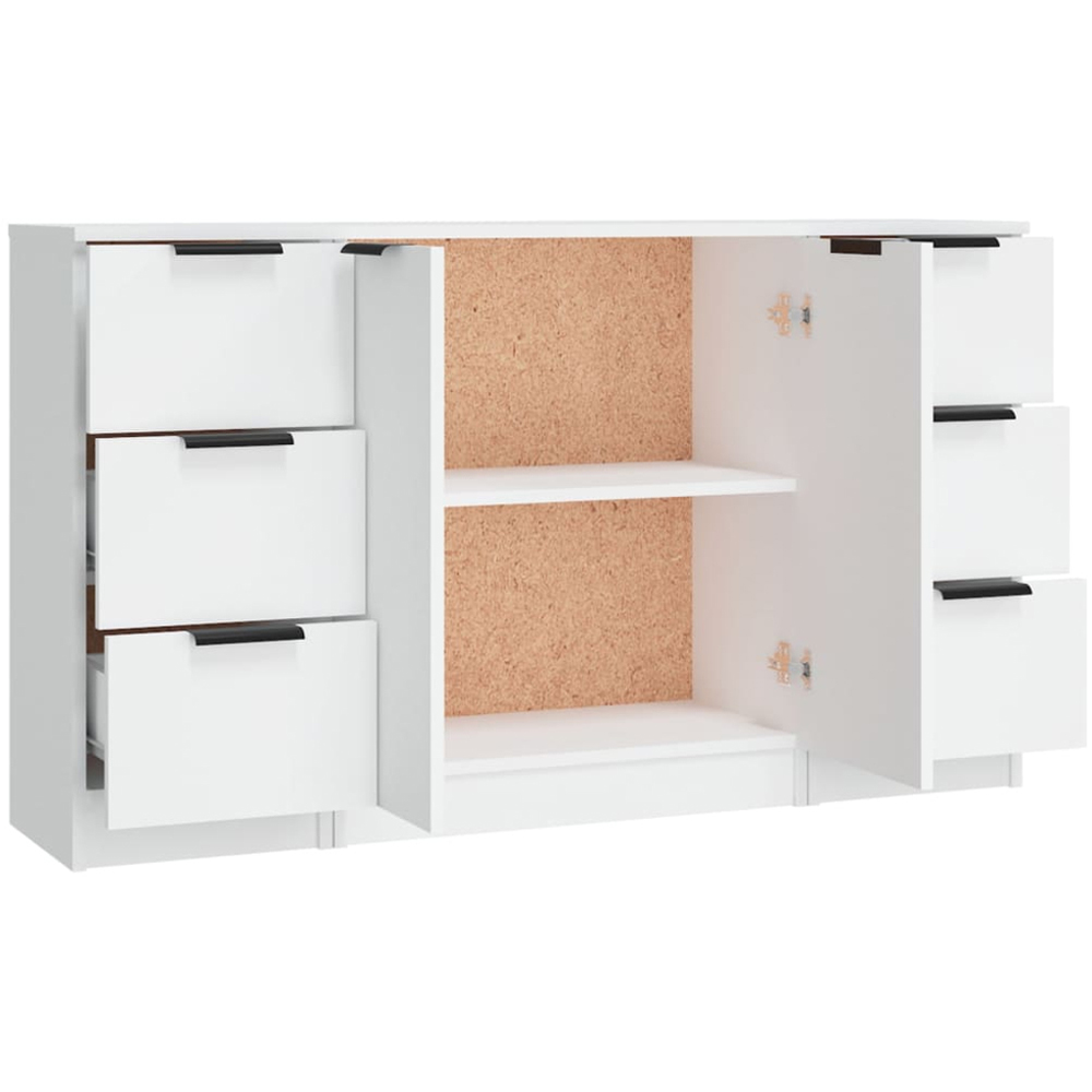 vidaXL 2 Door 6 Drawer White Sideboard 3 Piece Image 5