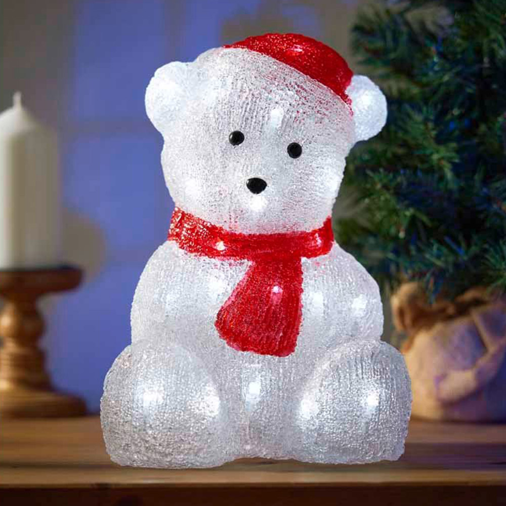 Wilko Acrylic Light Up Bear with Hat and Scarf | Wilko