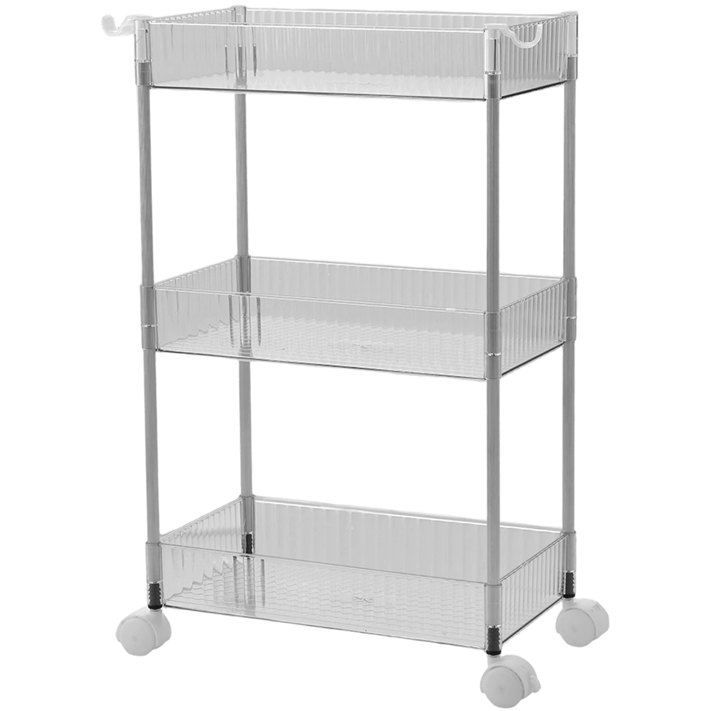 Living and Home 3-Tier Clear Storage Cart Image 1