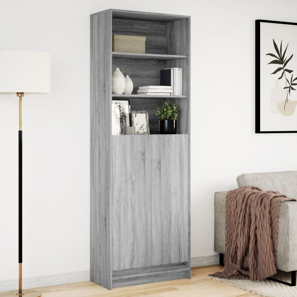 vidaXL 2 Door 3 Shelf Grey Sonoma Highboard with RGB LED Light Image 3