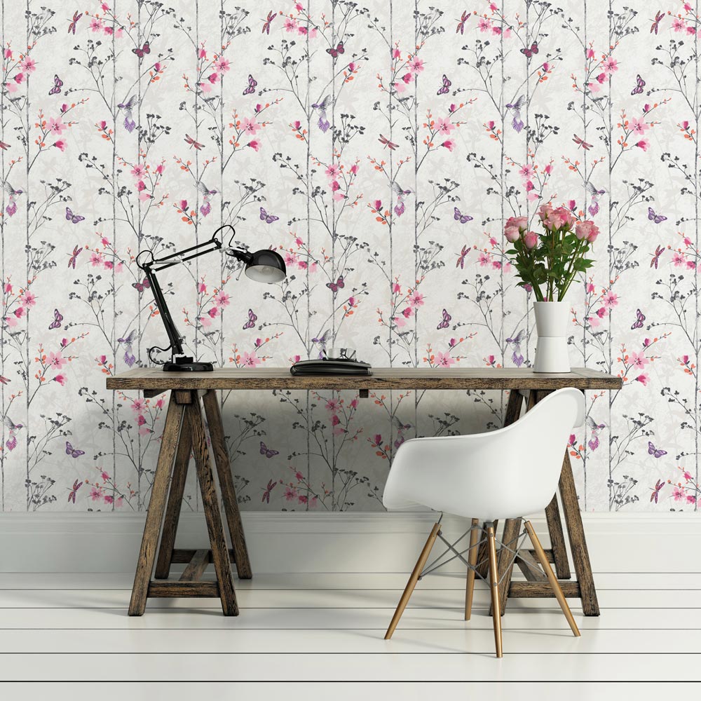Muriva Eden Pink Wallpaper Image 3