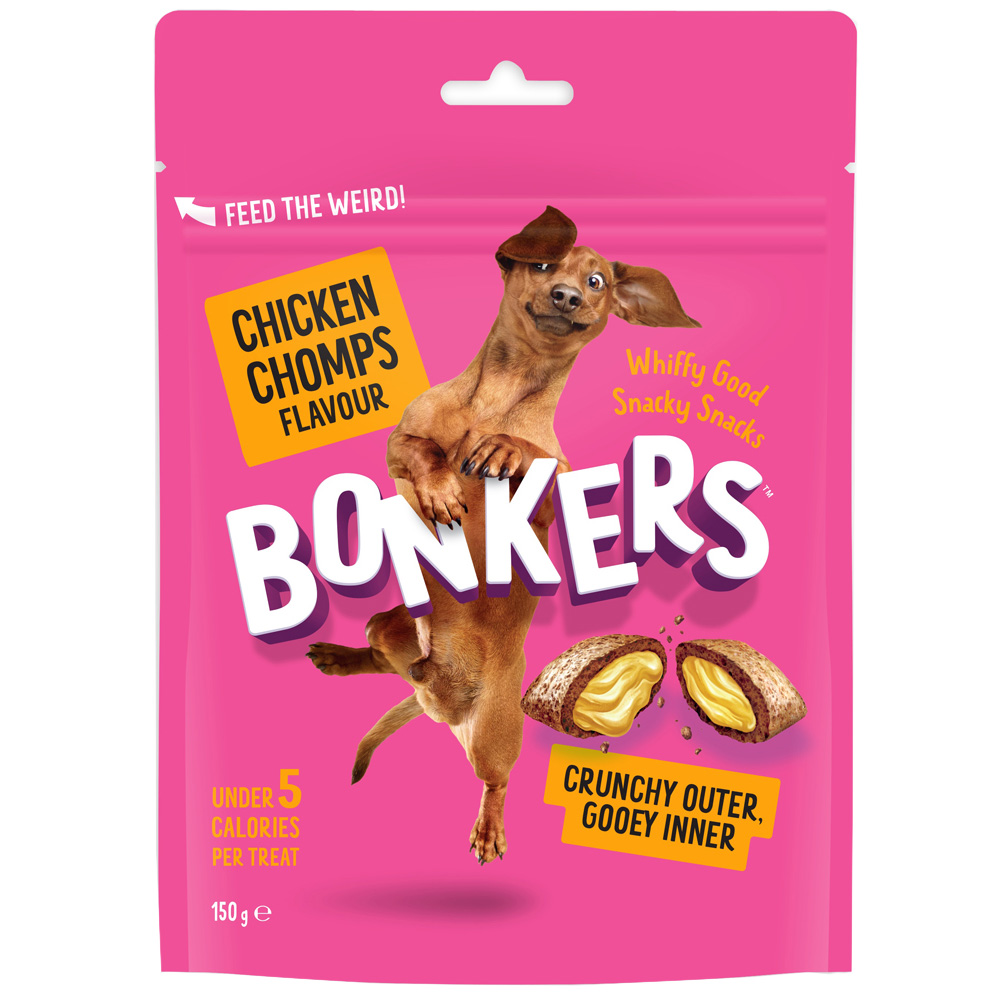 Bonkers Chicken Chomps Flavour Dog Treats 150g Image 1