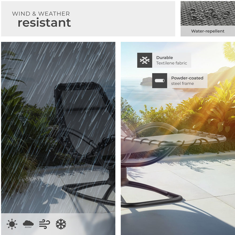 tectake Toulon Grey Ergonomic and Rocking Sun Lounger Image 7