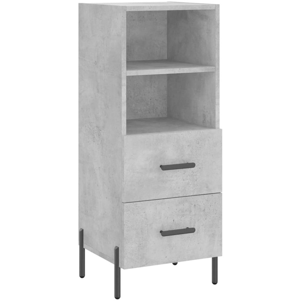 vidaXL Single Glass Door 2 Drawer 2 Shelf Concrete Grey Highboard Image 5