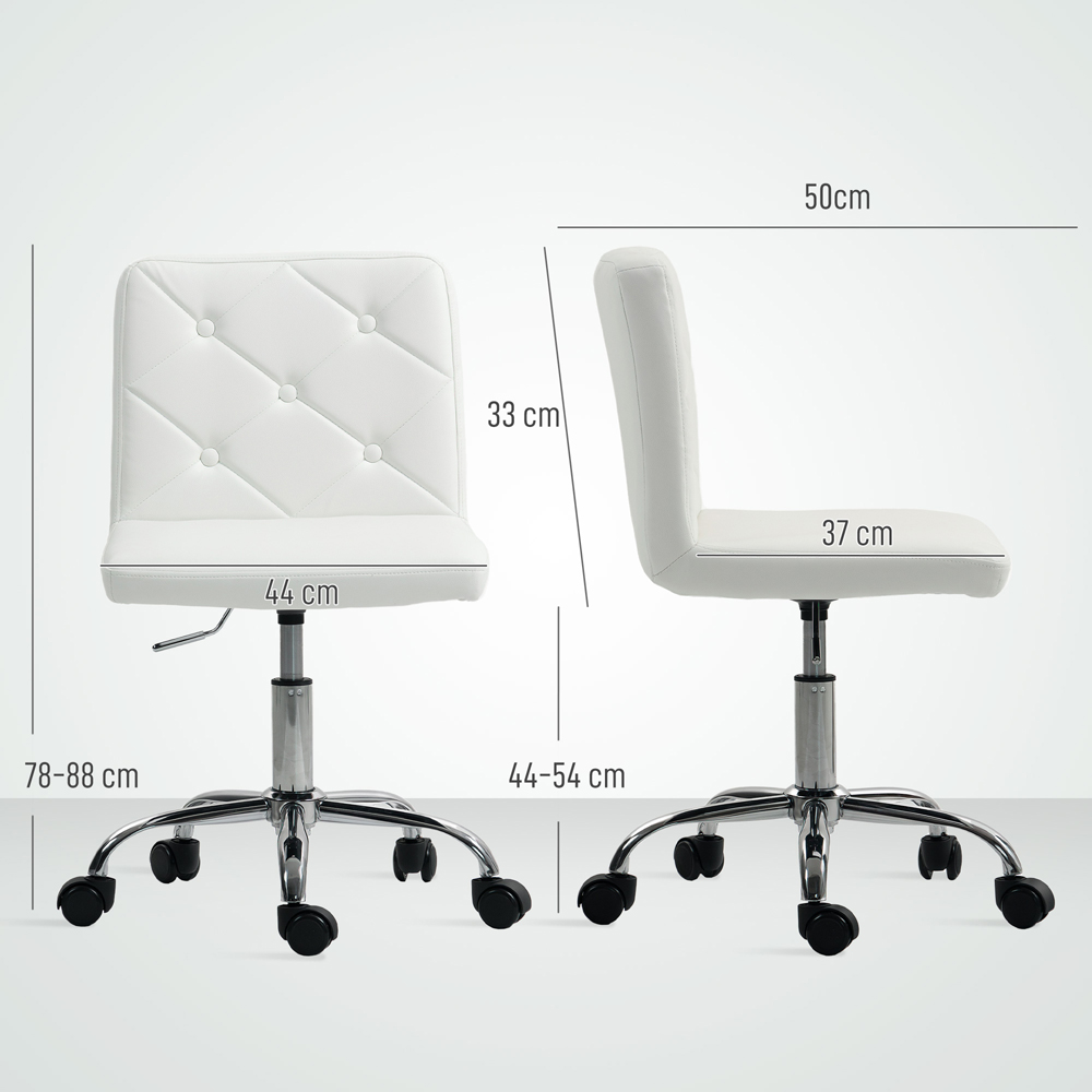 HOMCOM White Vanity Chair with Rolling Wheels Image 9