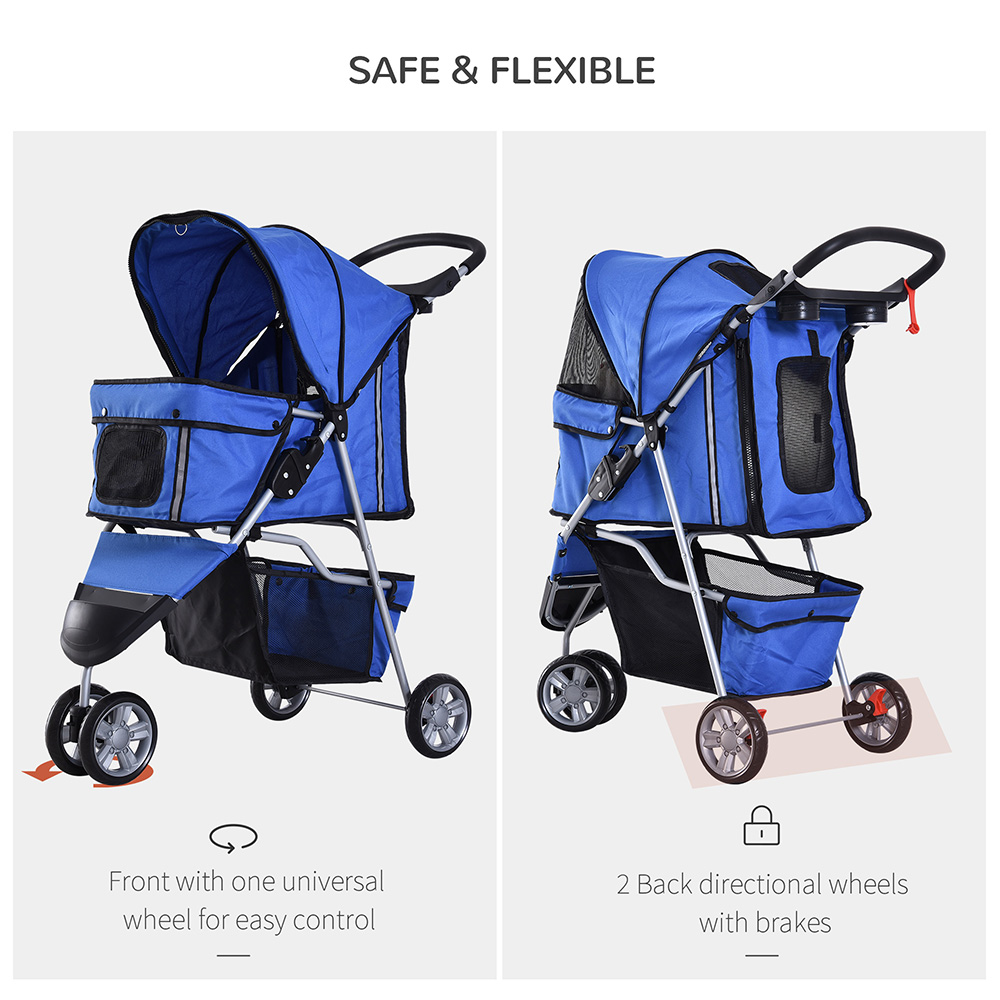 PawHut 3 Wheel Pet Stroller Blue Image 6