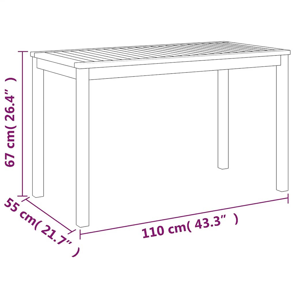 Walplus 2 Seater Solid Wood Acacia Garden Table Image 8
