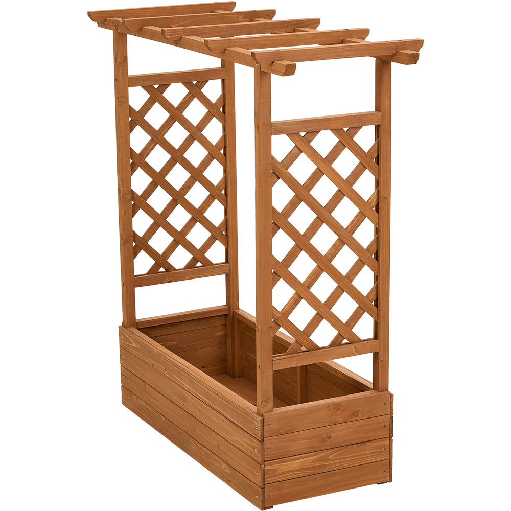 Living and Home Wooden Raised Garden Bed with Trellis and Hanging Roof Image 5