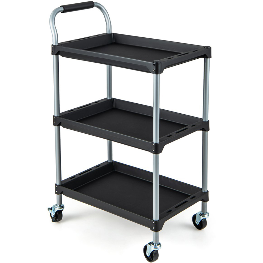 Costway 3 Shelf Black Utility Cart Image 1