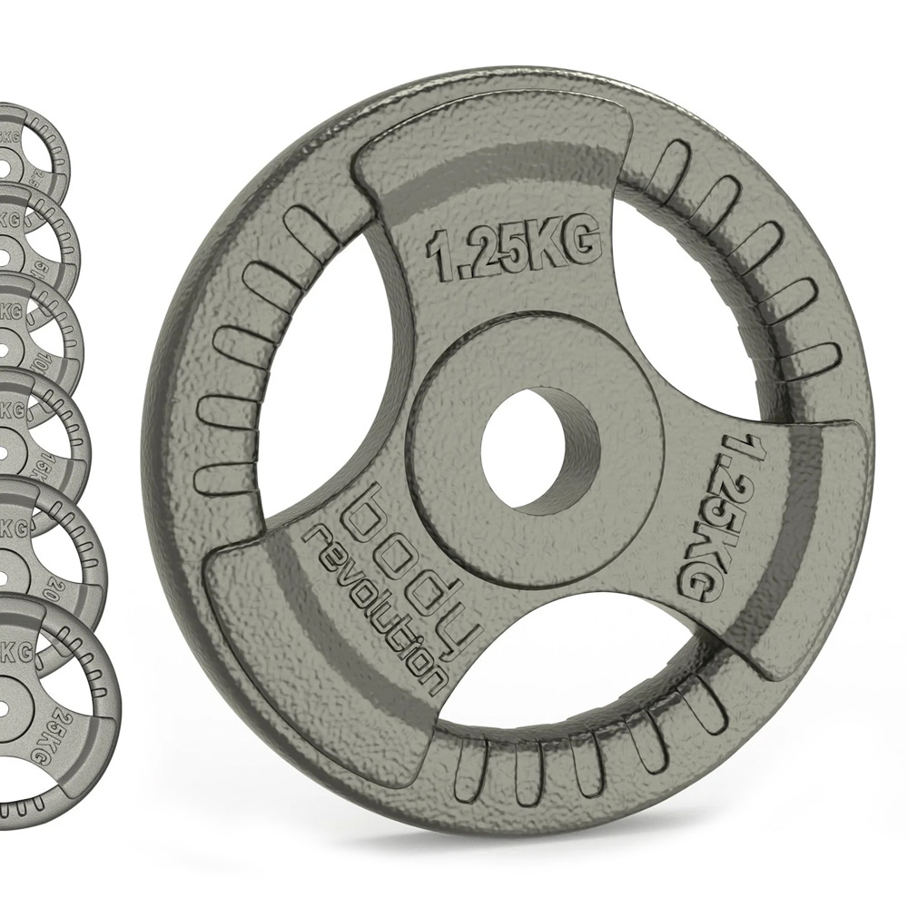 Body Revolution 1 inch Standard Tri Grip Cast Iron Weight Plates 1.25kg 2 Pack Image 1
