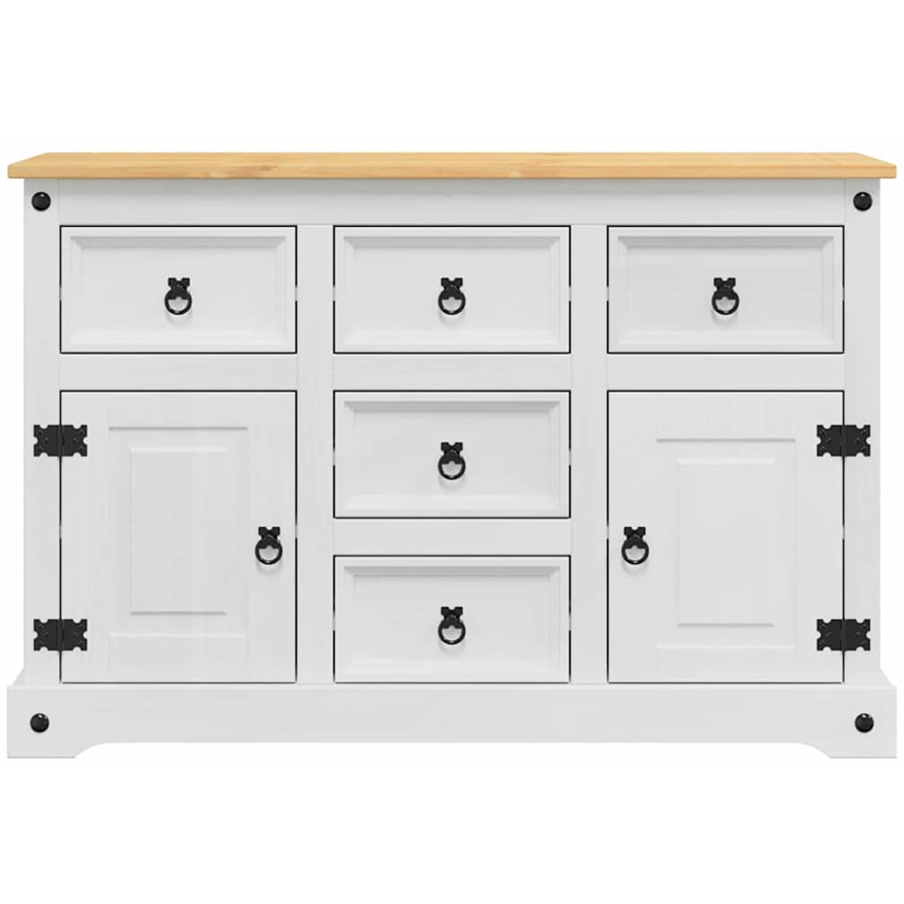 vidaXL 2 Door 5 Drawer White Storage Chest Image 4