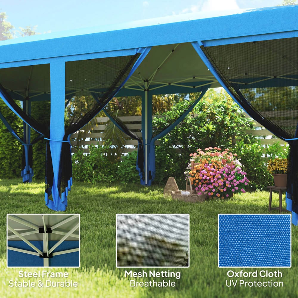 Outsunny 6 x 3m Blue Canopy Tent with 6 Removable Sidewalls Image 8
