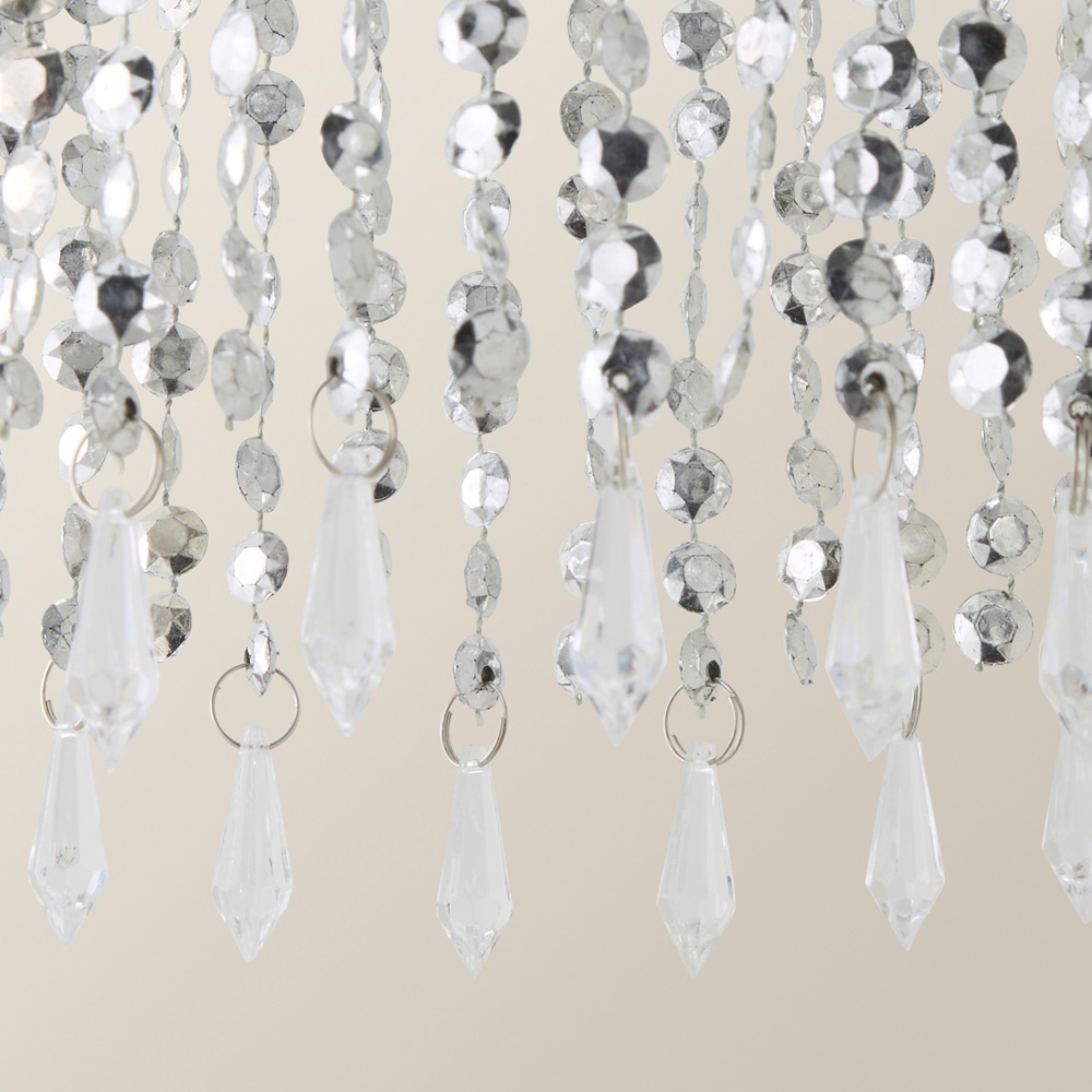 ValueLights Chrome Beaded Droplet Crystal Style Acrylic Ceiling Pendant Shade Image 3