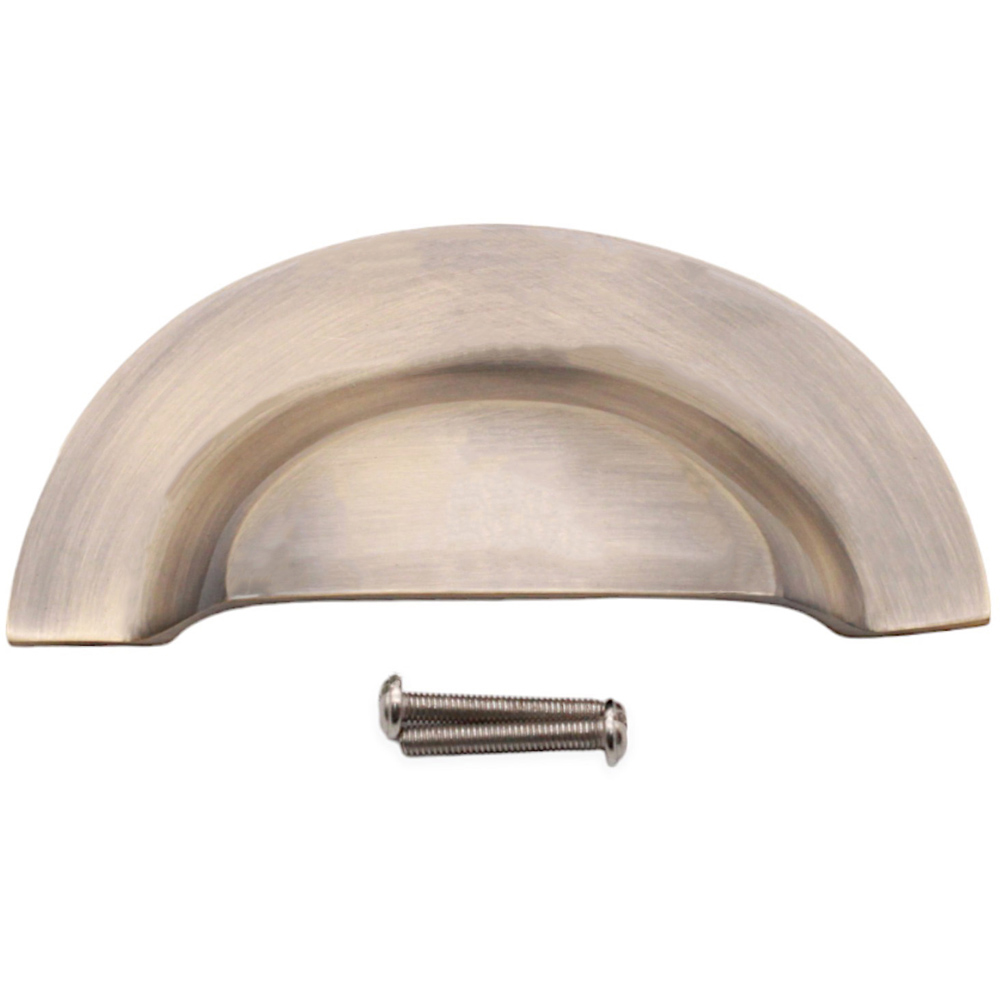 Spira Brass Antique Brass Large Slim Cup Pull Drawer Handle Image 3