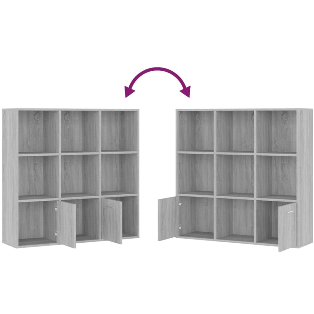 vidaXL 2 Door 7 Shelf Grey Sonoma Oak Bookcase Image 5