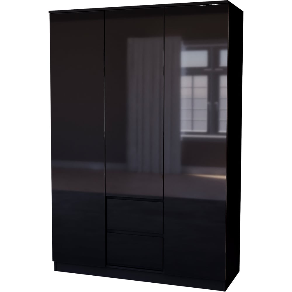 Vida Designs Glinton 3 Door 2 Drawer Black Wardrobe Image 2