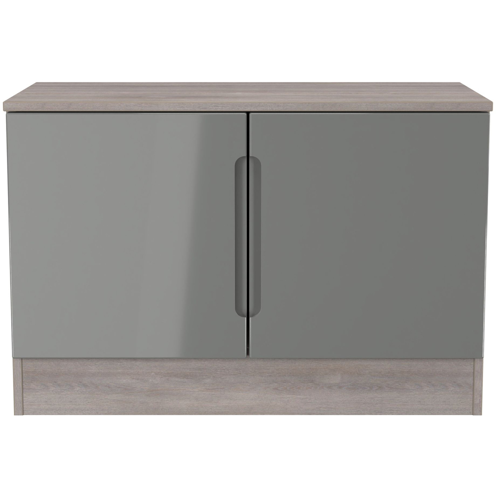 Crowndale Milan 2 Door Grey Gloss and Grey Oak Compact Storage Unit Image 3