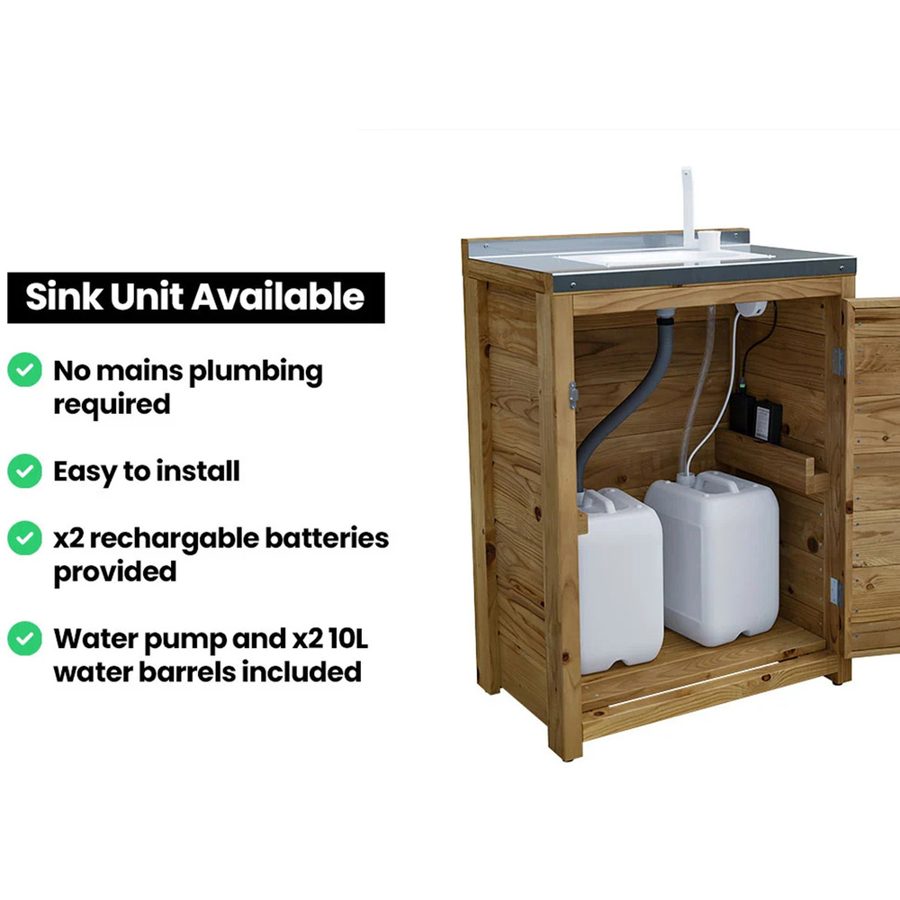 Dunster House 4 Door 2 Shelf Garden Kitchen Left Hand Sink Unit III with Stainless Steel Countertop Image 9