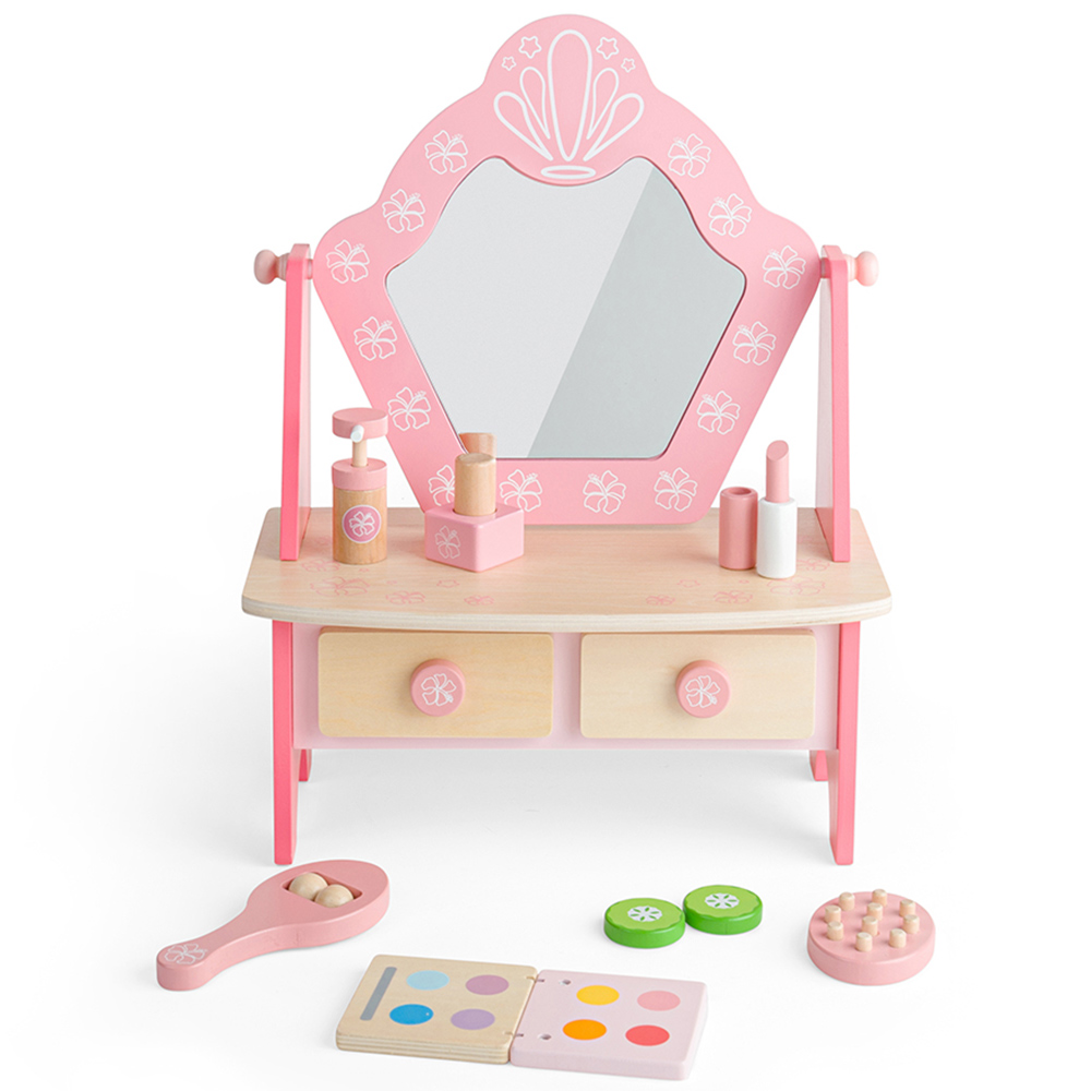 Bigjigs Toys Kids Wooden Vanity Table and Spa Unit Pink Image 3