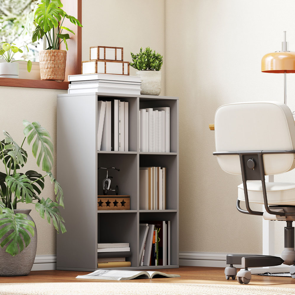 HOMCOM 6 Cube Light Grey Bookshelf Image 4
