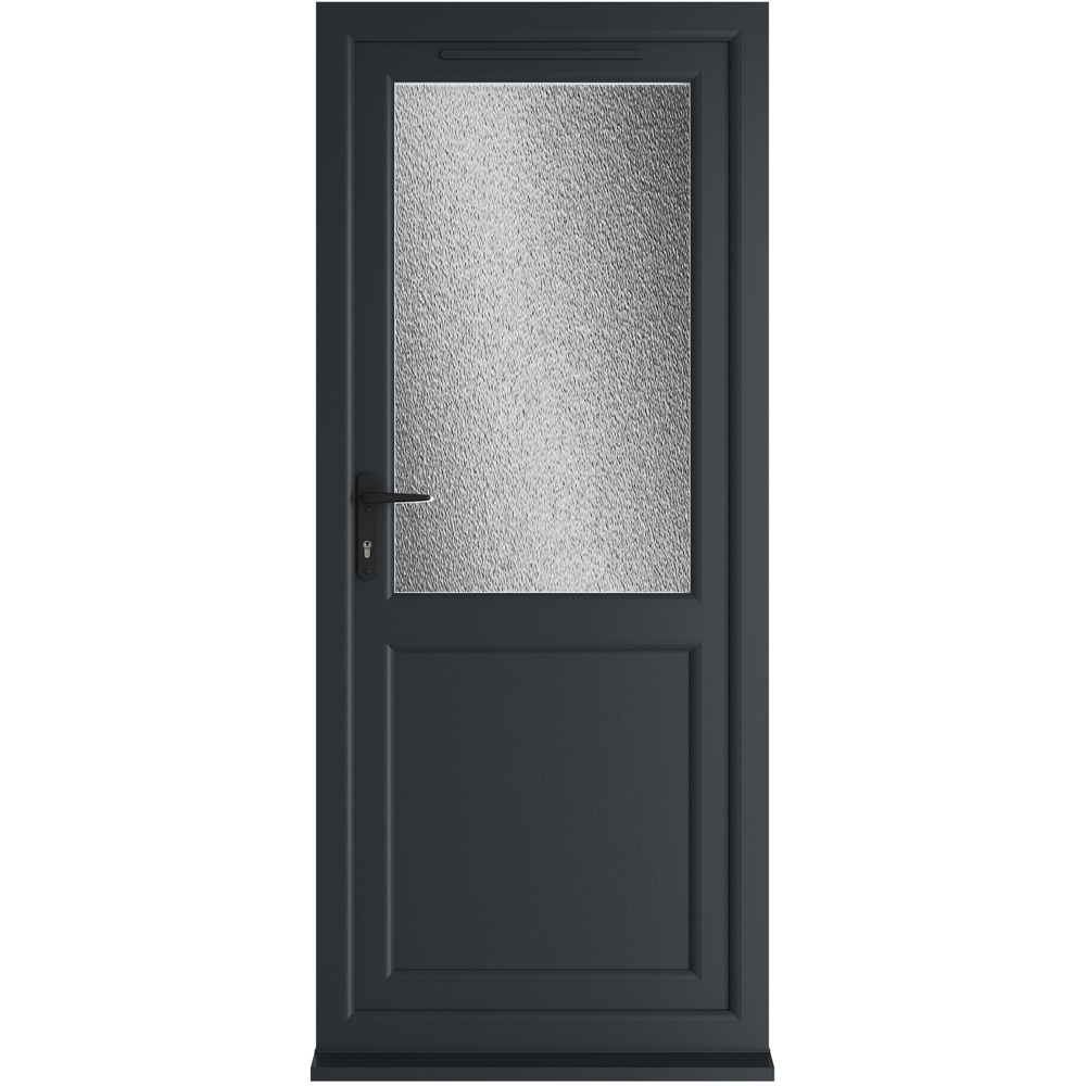 Crystal uPVC Triple Glazed Door Half Glass Half panel Right hand Grey White Obscure Glass 920x2090mm Image 1