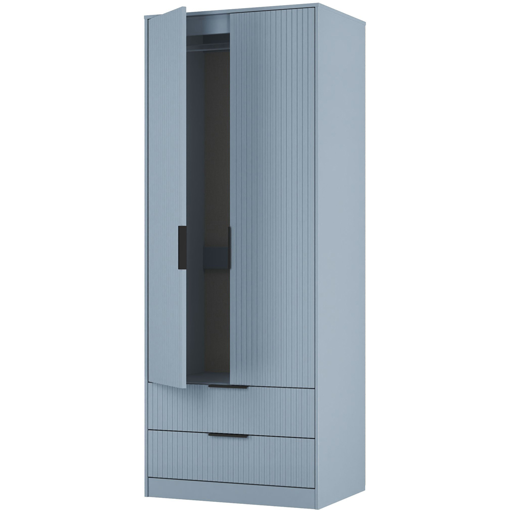 Crowndale Fluted 2 Door 2 Drawer Denim Blue Tall Wardrobe Ready Assembled Image 6