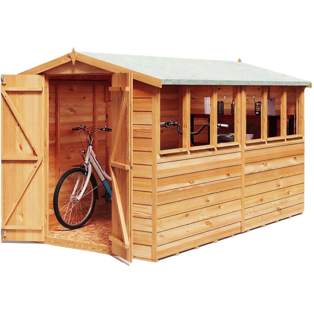 Shire 10 x 6ft Double Door Dip Treated Overlap Apex Shed Image 2