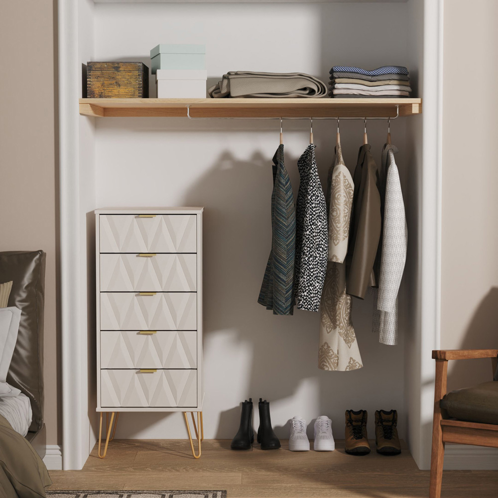 Crowndale Diamond 5 Drawer Kashmir Matt Tall Bedside Cabinet Ready Assembled Image 7