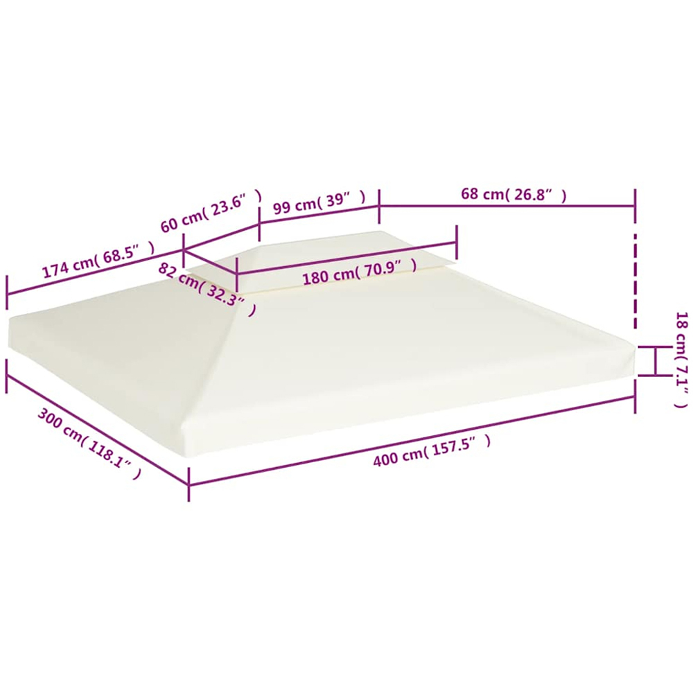 vidaXL 4 x 3m Cream White Gazebo Canopy Replacement Image 6