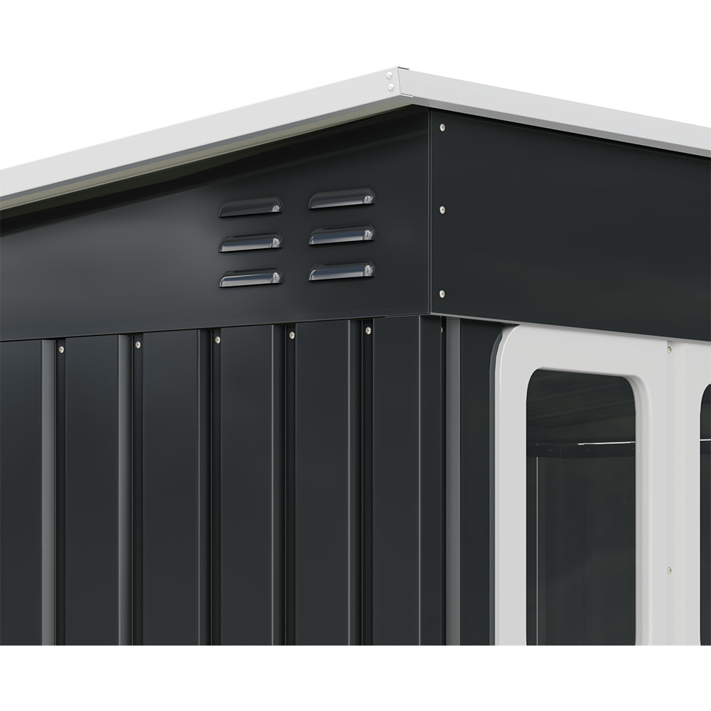 Living and Home 9 x 6ft Anthracite Metal Pent Garden Storage Shed Image 4
