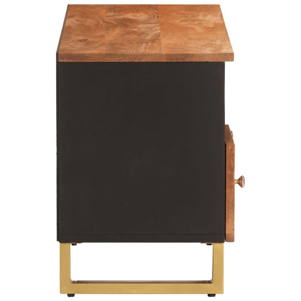 vidaXL 2 Drawer 5 Shelf Brown and Black Solid Wood Mango TV Cabinet Image 5