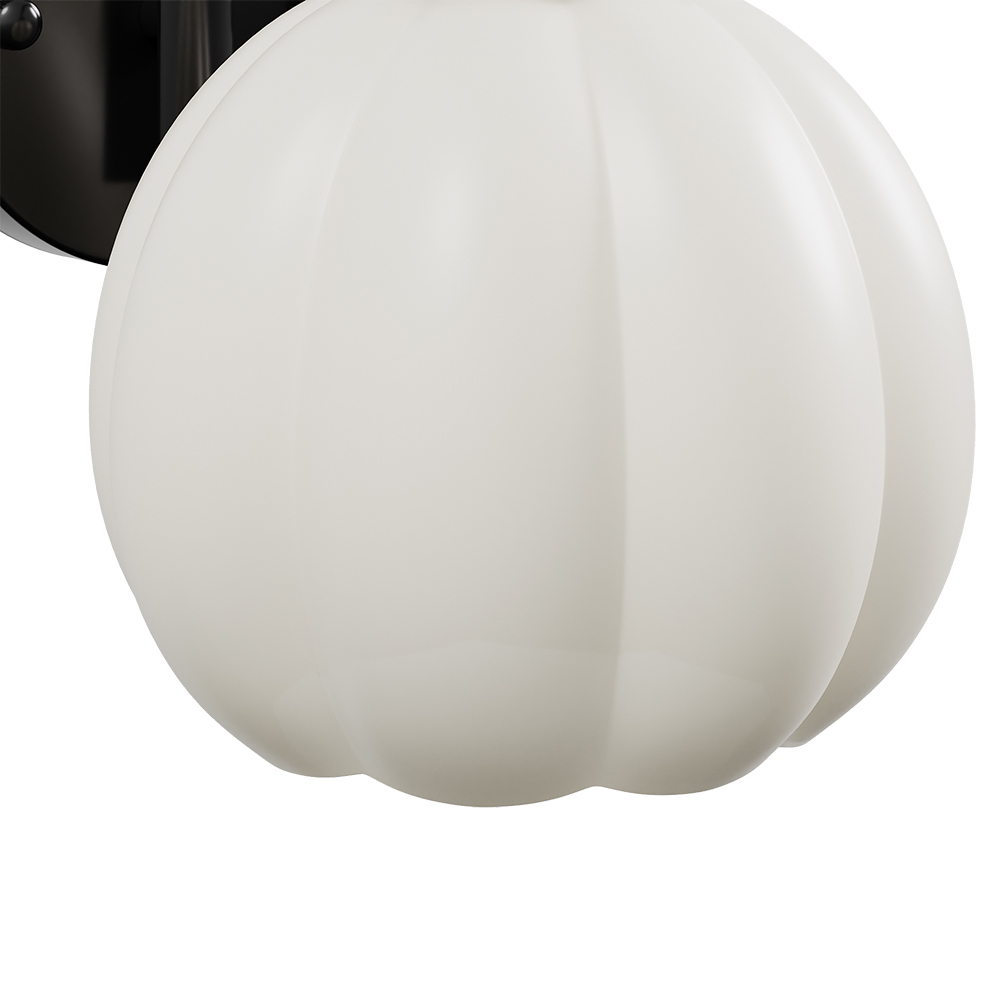 Living and Home Petal-Shaped White Glass Shade Black E27 Wall Lamp Image 3