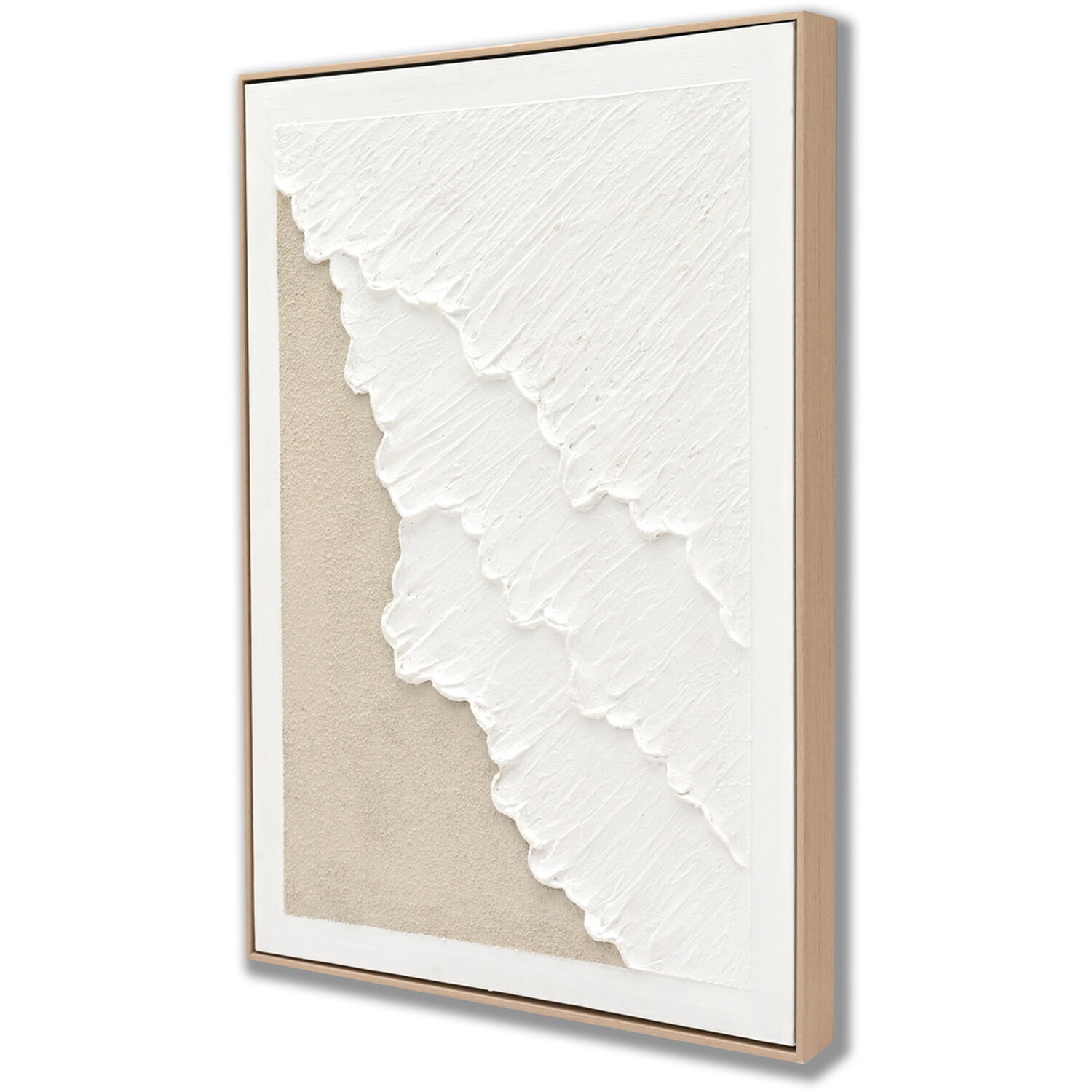 Calming Textured Hand Painted Wave Wall Art White Image 12