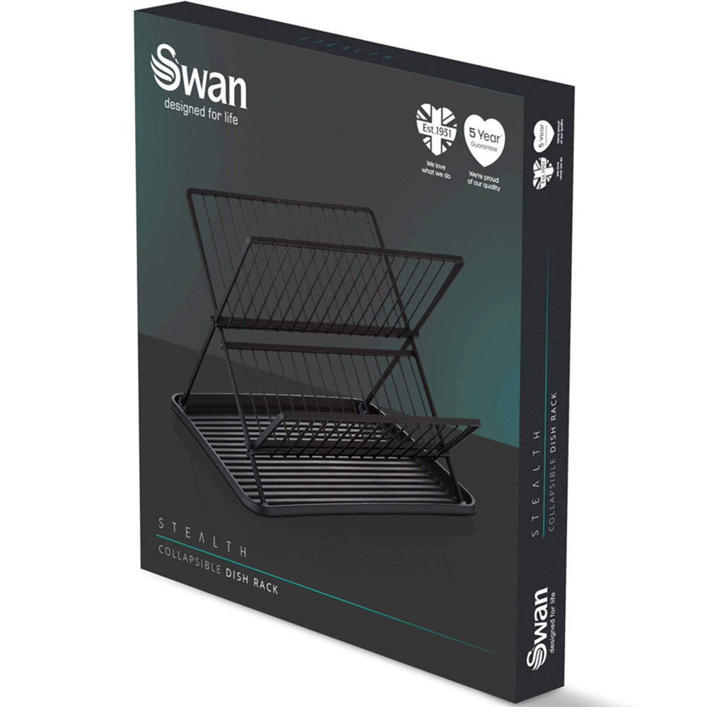 Swan Stealth 2-Tier Black 15 Plate Collapsible Dish Rack Image 9