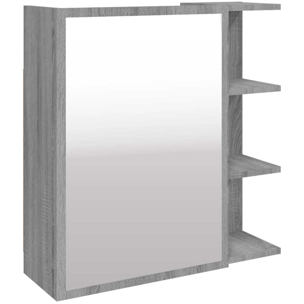 vidaXL Single Door 3 Shelf Grey Mirror Bathroom Cabinet Image 2