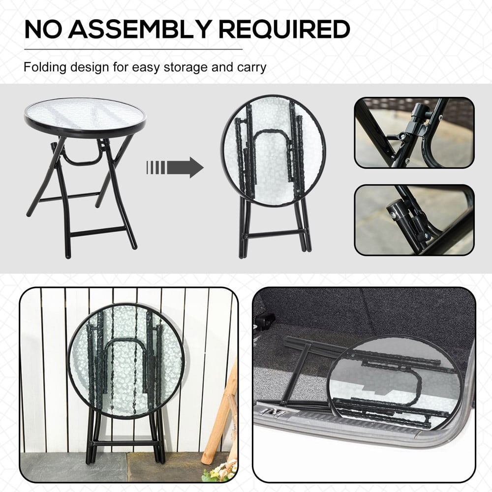 Outsunny Black Round Foldable Garden Table Image 5