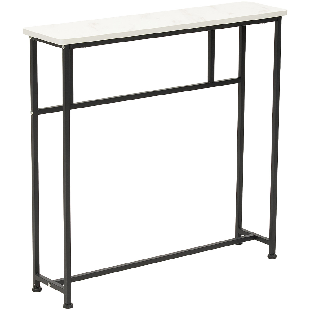 Living and Home White Marble Effect Narrow Console Table Image 2