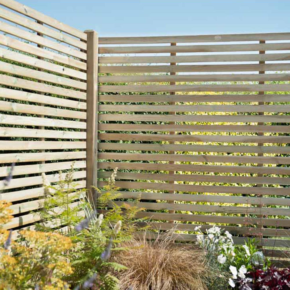 Forest Garden 6 x 5ft Pressure Treated Slatted Fence Panel Image 1