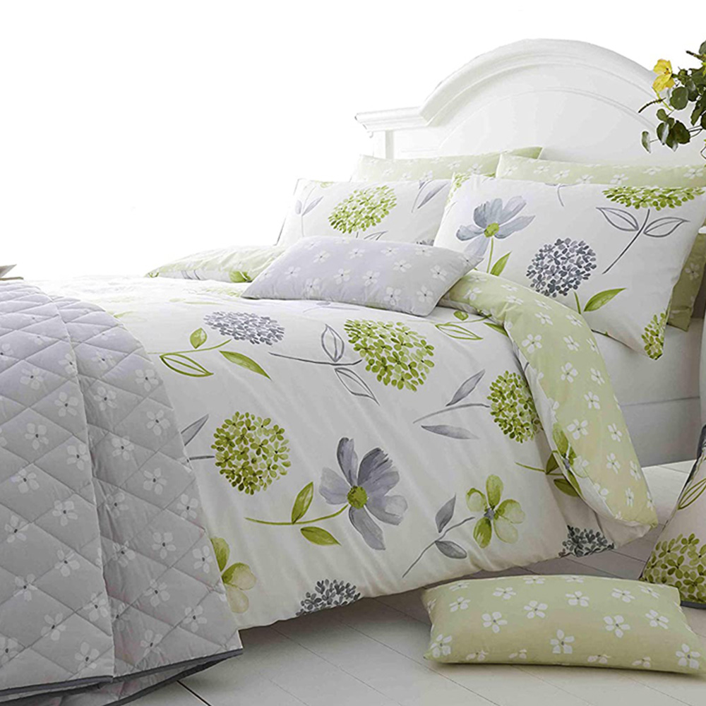 Bellissimo Home Caroline Double White and Green Duvet Set Image 3