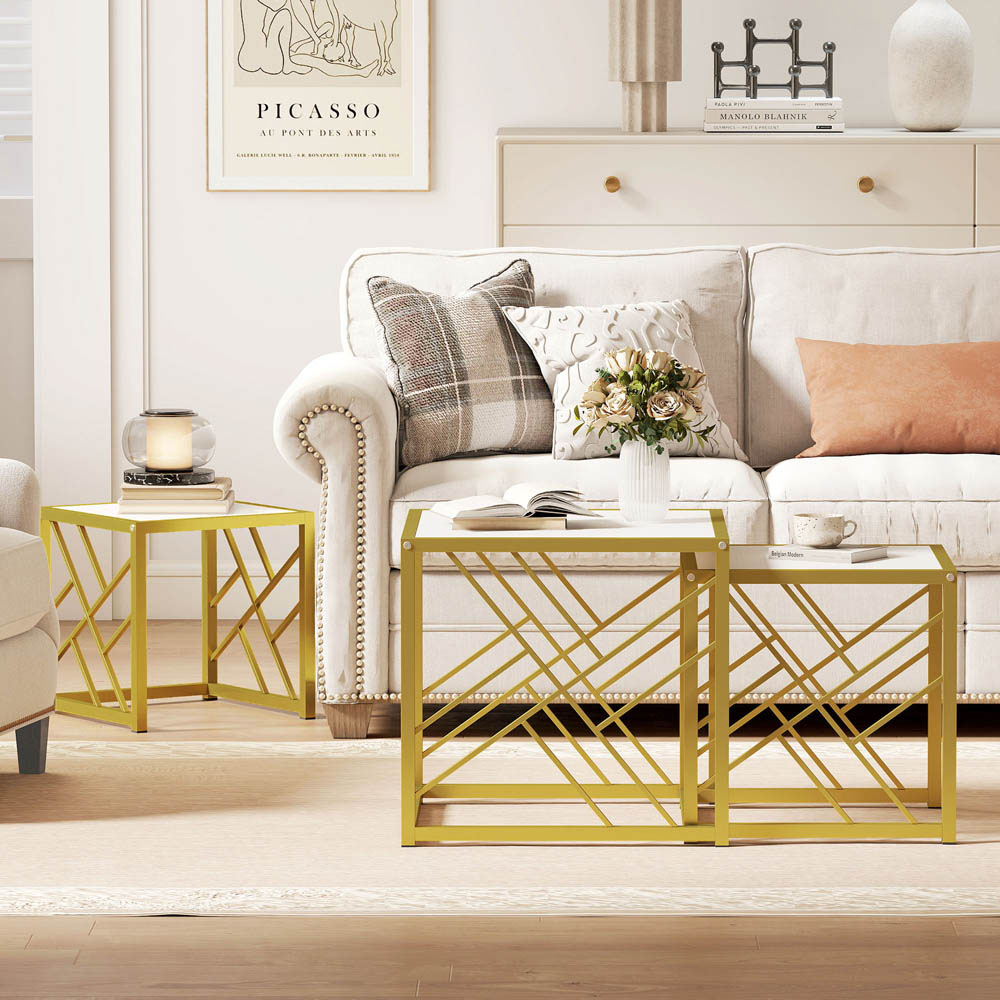 Portland White Nest of Tables Set of 3 Image 4