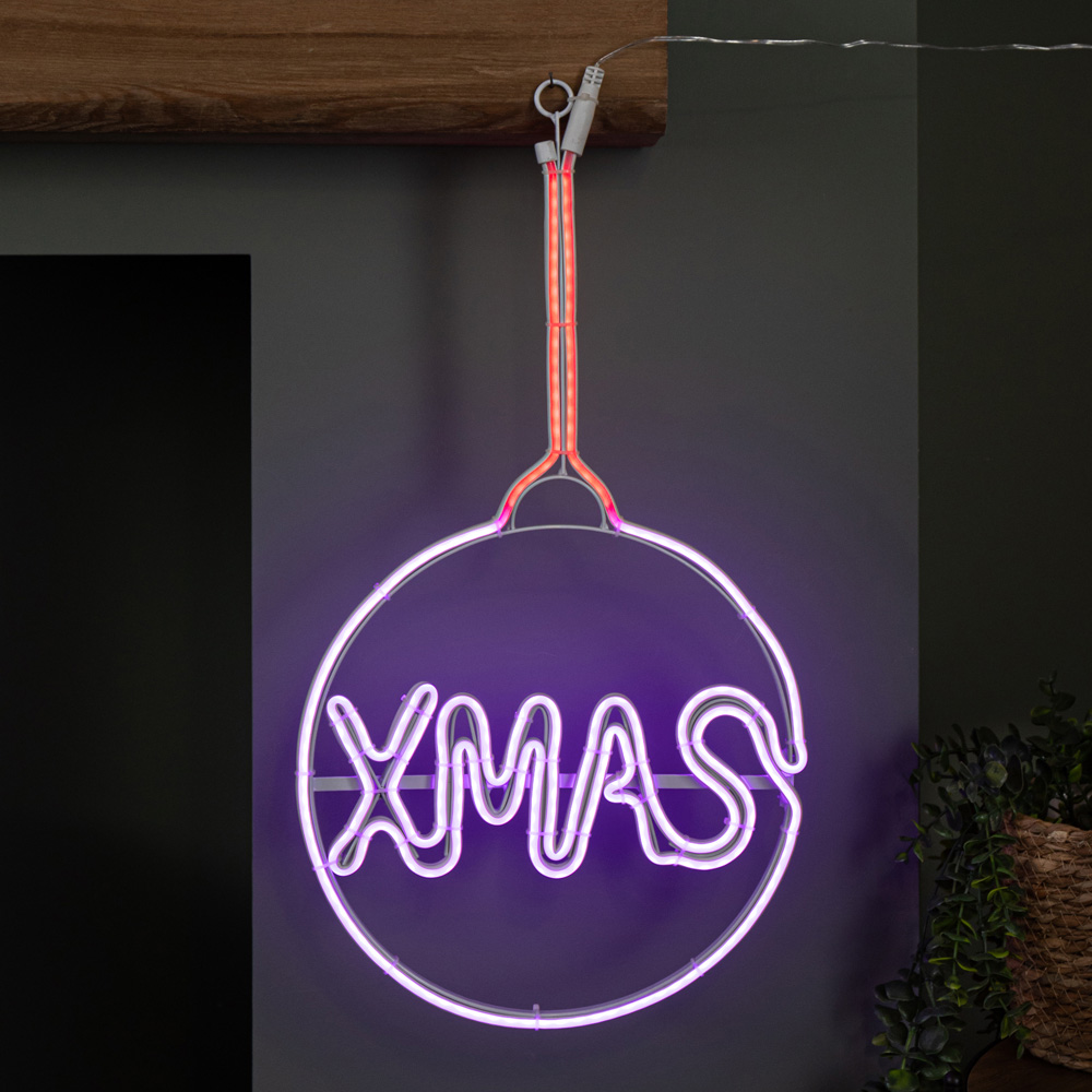 Samuel Alexander Multicolour LED Light Up Neon Bauble Christmas Decoration Image 1