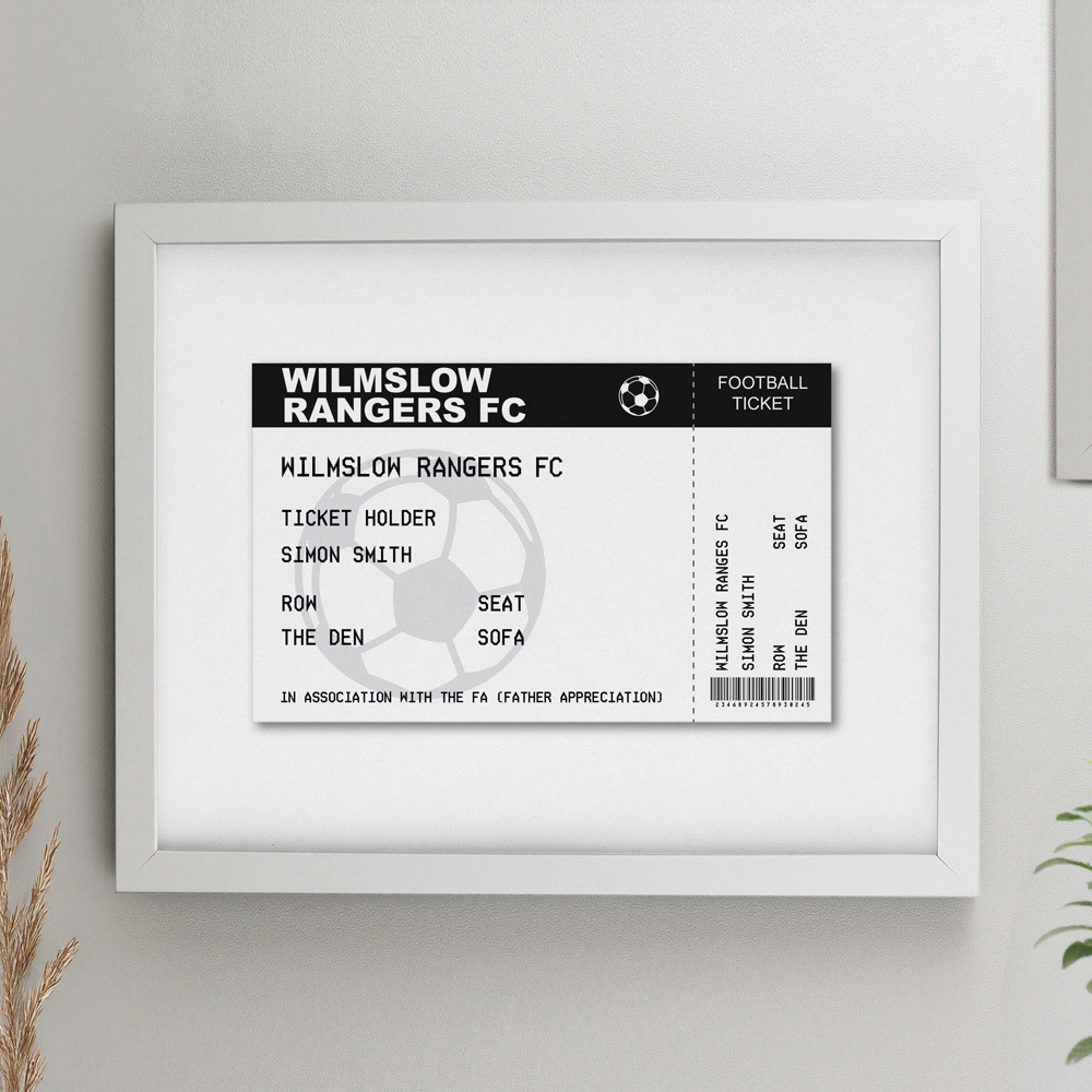 Personalised Memento Company Personalised Football Ticket White poster Frame 12 x 15 inch Image 2